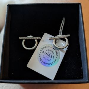 NWOT Nic & Syd Cross Bar Sterling Crystal Earrings